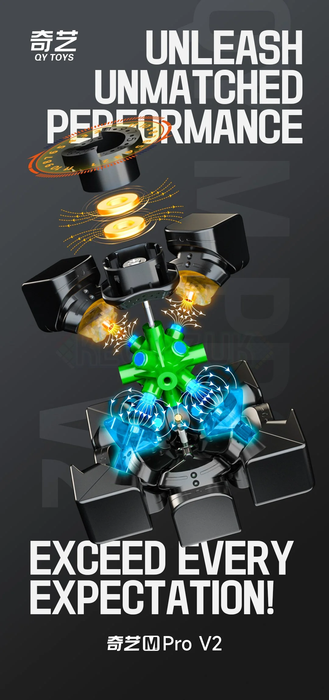 QiYi M 3x3 Pro V2 Pioneer (Magnetic, Maglev, UV, Ball-Core) - Image 12