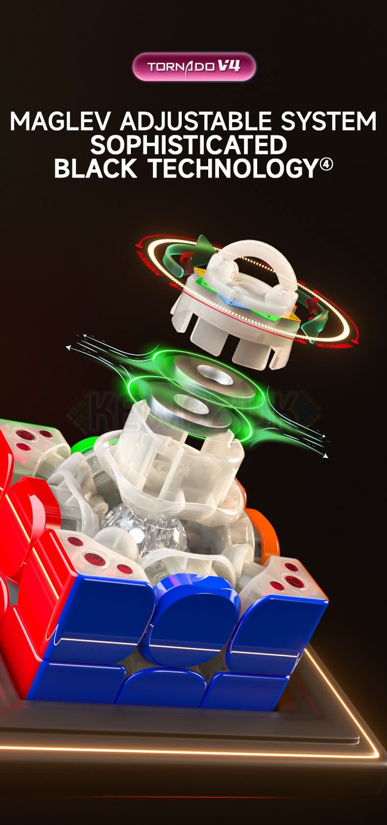 QiYi XMD 3x3 Tornado V4 Flagship (Magnetic, Ball-Core) - Image 14
